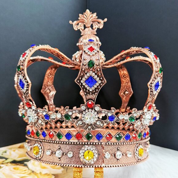 Holy coronation crown. Statement crown, Luxury handmade crown, Cooper crown, XXL - Picture 1 of 10